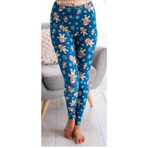 Eevee Gingerbread Man Christmas One Size Leggings- NWT - Picture 2 of 3